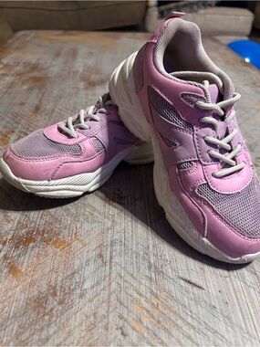 JustFab Pink and White Kids Sneakers - Lightweight Athletic Shoe
